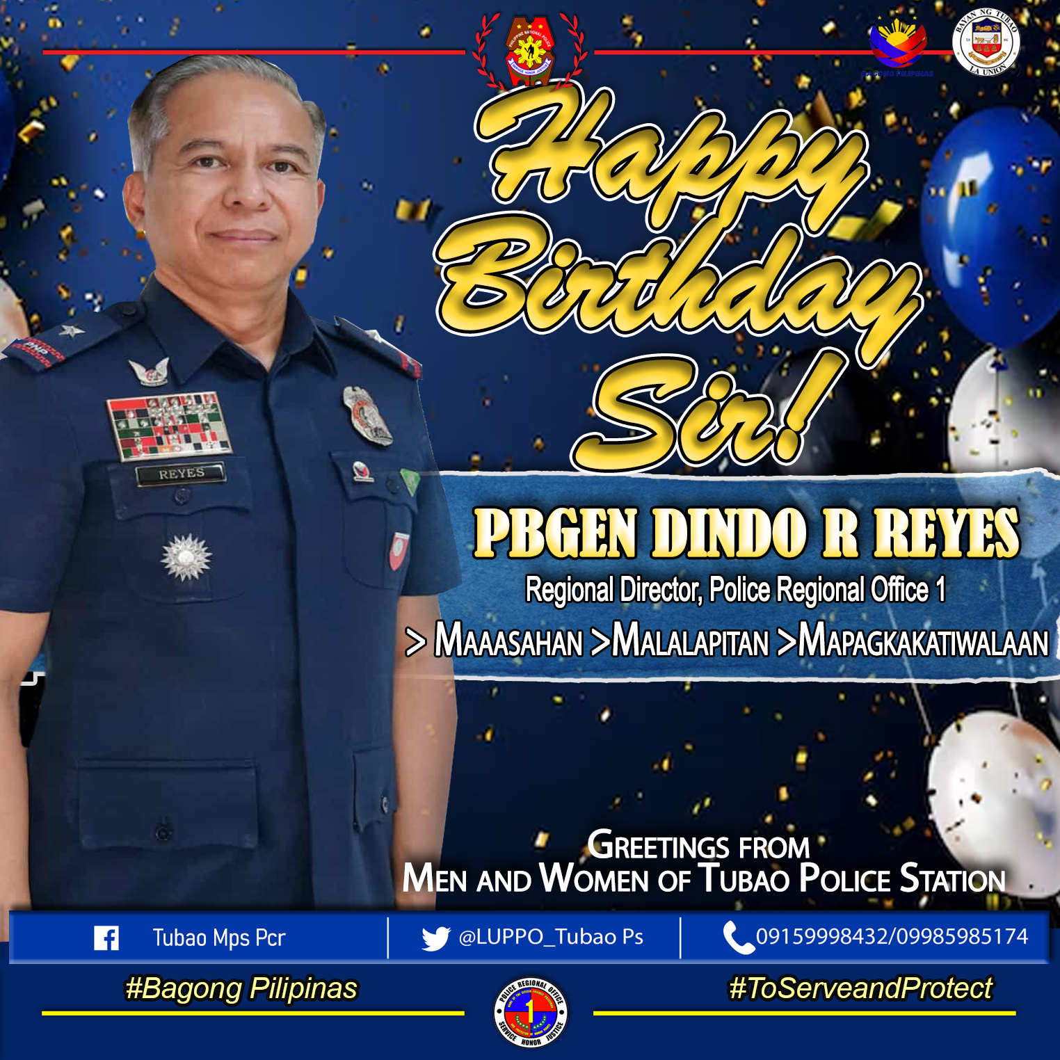 Tubao Mps Pcr - Happy Birthday sir 🎊🎉 PBGEN DINDO R REYES... | Facebook