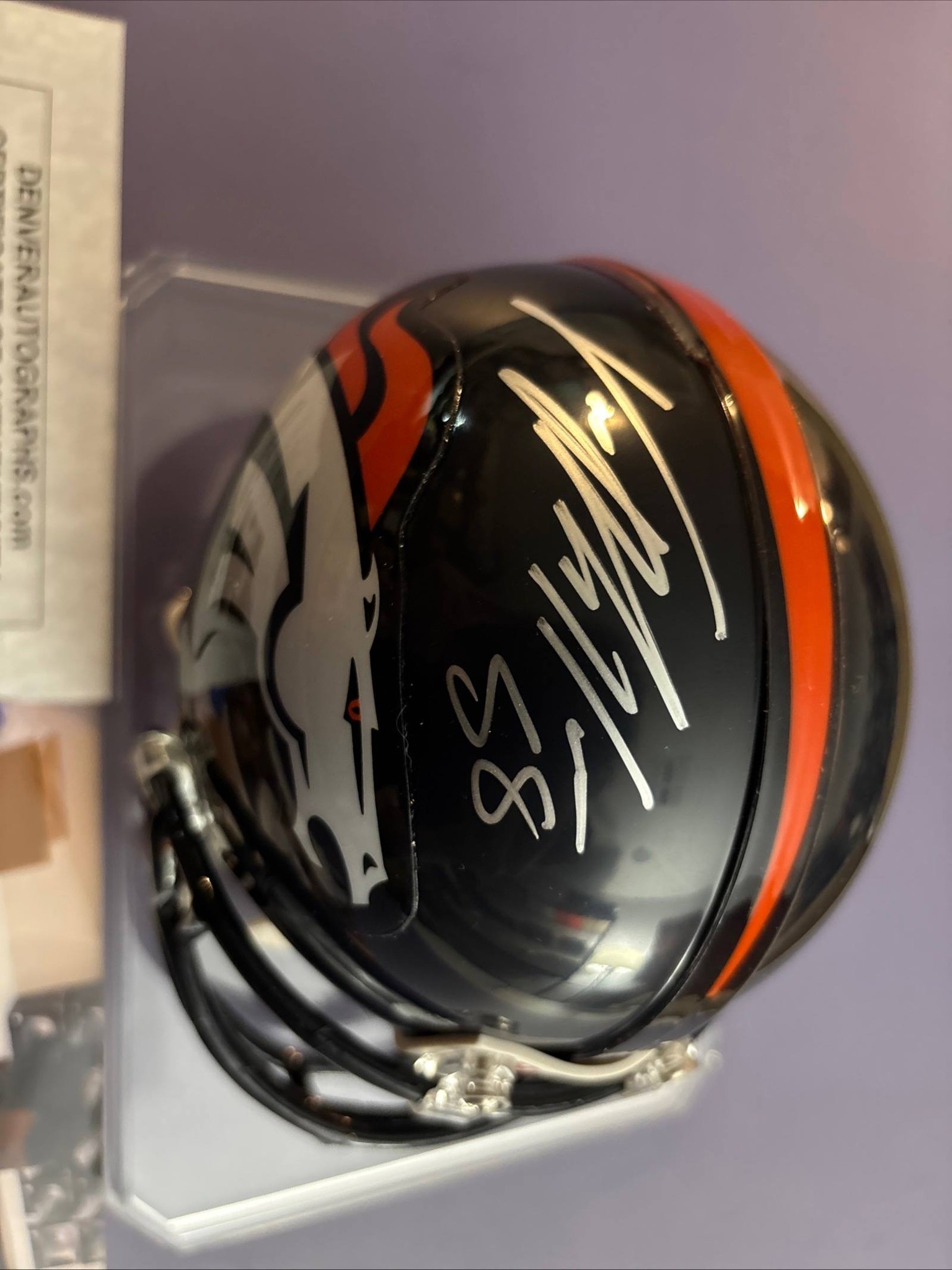 Anyone interested in a signed Von Miller mini helmet with COA, pic  display picture 1
