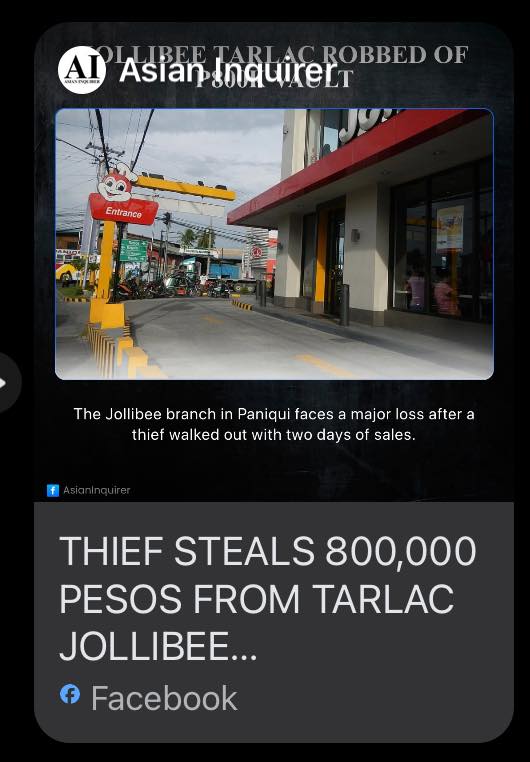 Asian Inquirer - THIEF STEALS 800,000 PESOS FROM TARLAC... | Facebook