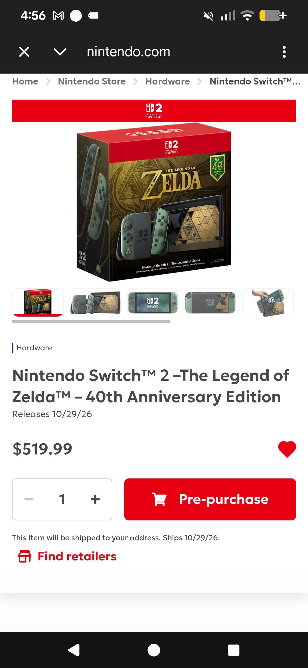 Nintendo page, 5pm September 11 4:56 M X Home nintendo.com