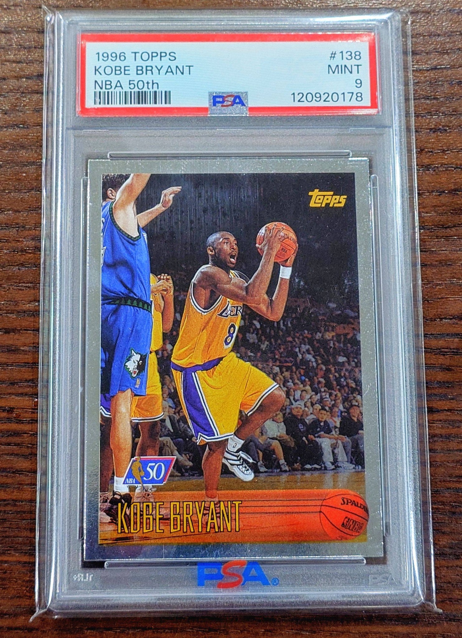 WTS 1996 Topps Kobe Bryant NBA 50th #138 Foil PSA 9 Mint $1759USD 