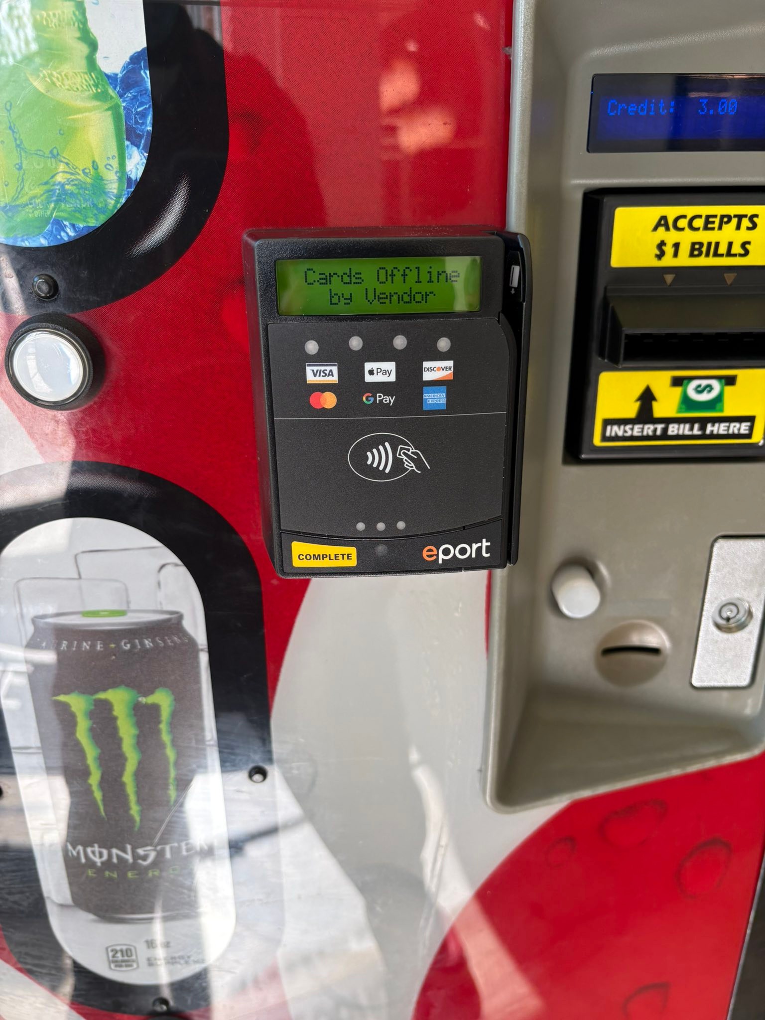 Vending machine card offline error?