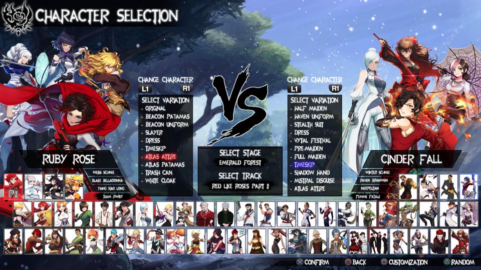 RWBY FNDM - A fan made mock-up of the character select...