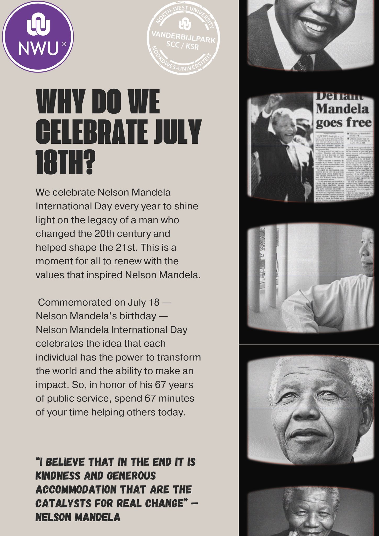 NWU Vaal SCC - Happy Nelson Mandela International day 🌍 ️