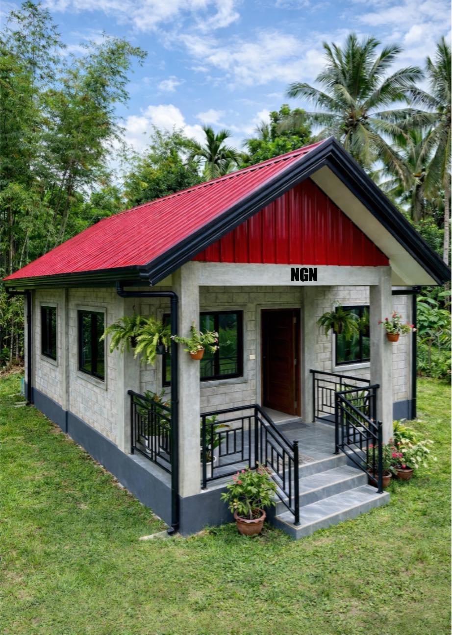 Nathaniel - 🇵🇭Single-story concrete bungalow with light gray hollow ...