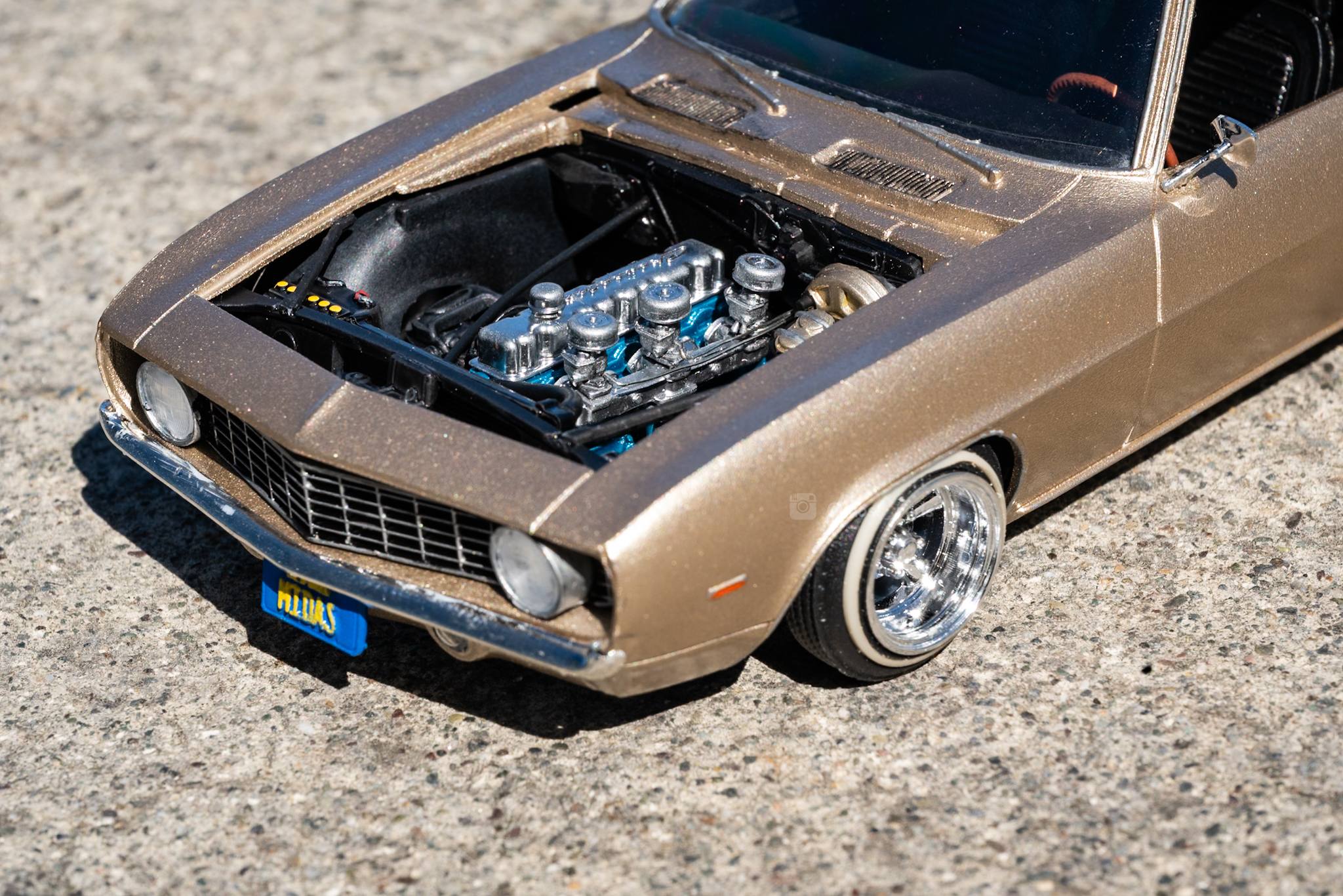 Revell 1969 Camaro lowrider model with 6 cylinder engine