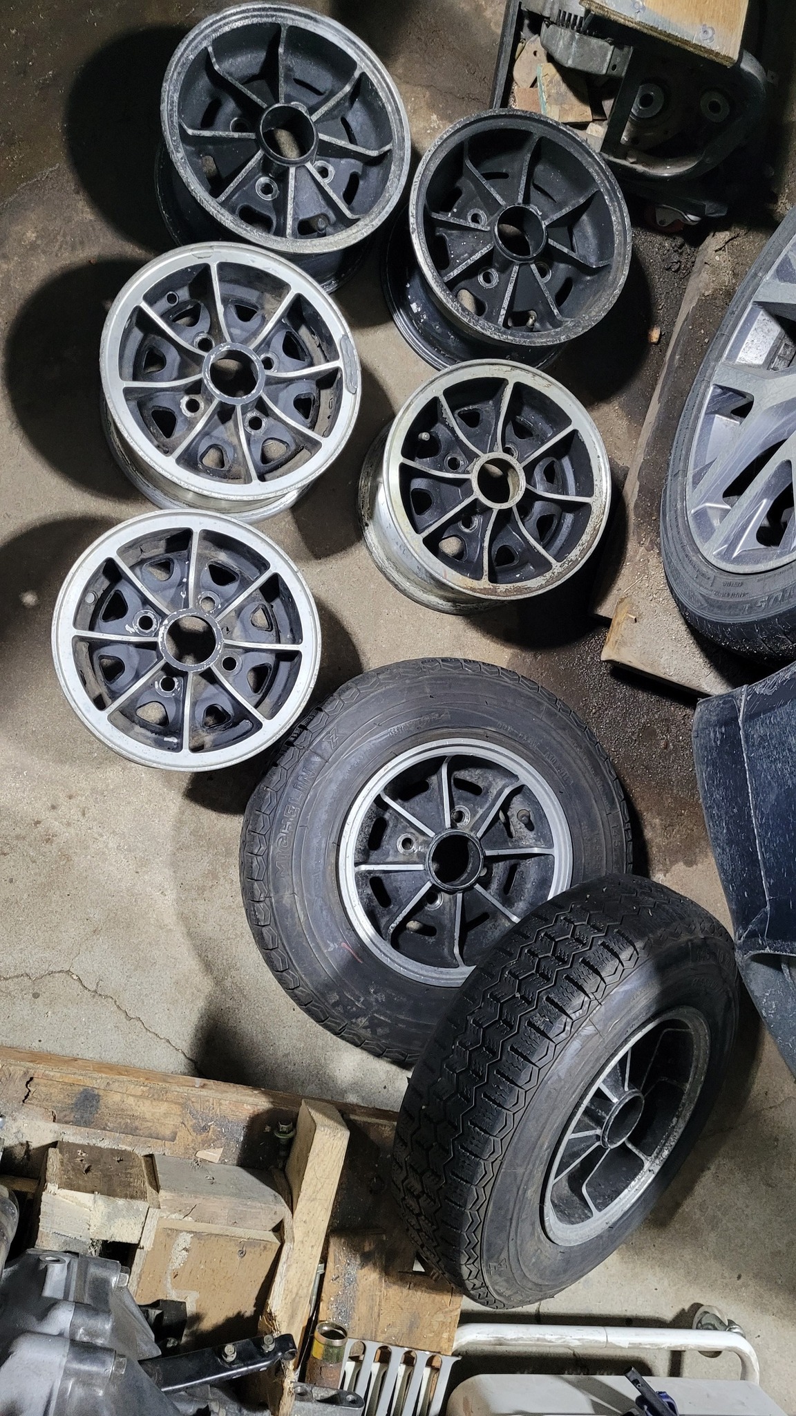 Here are a set of 4 Dunlop D1 Alloy wheels ( 5 x10 ) complete with