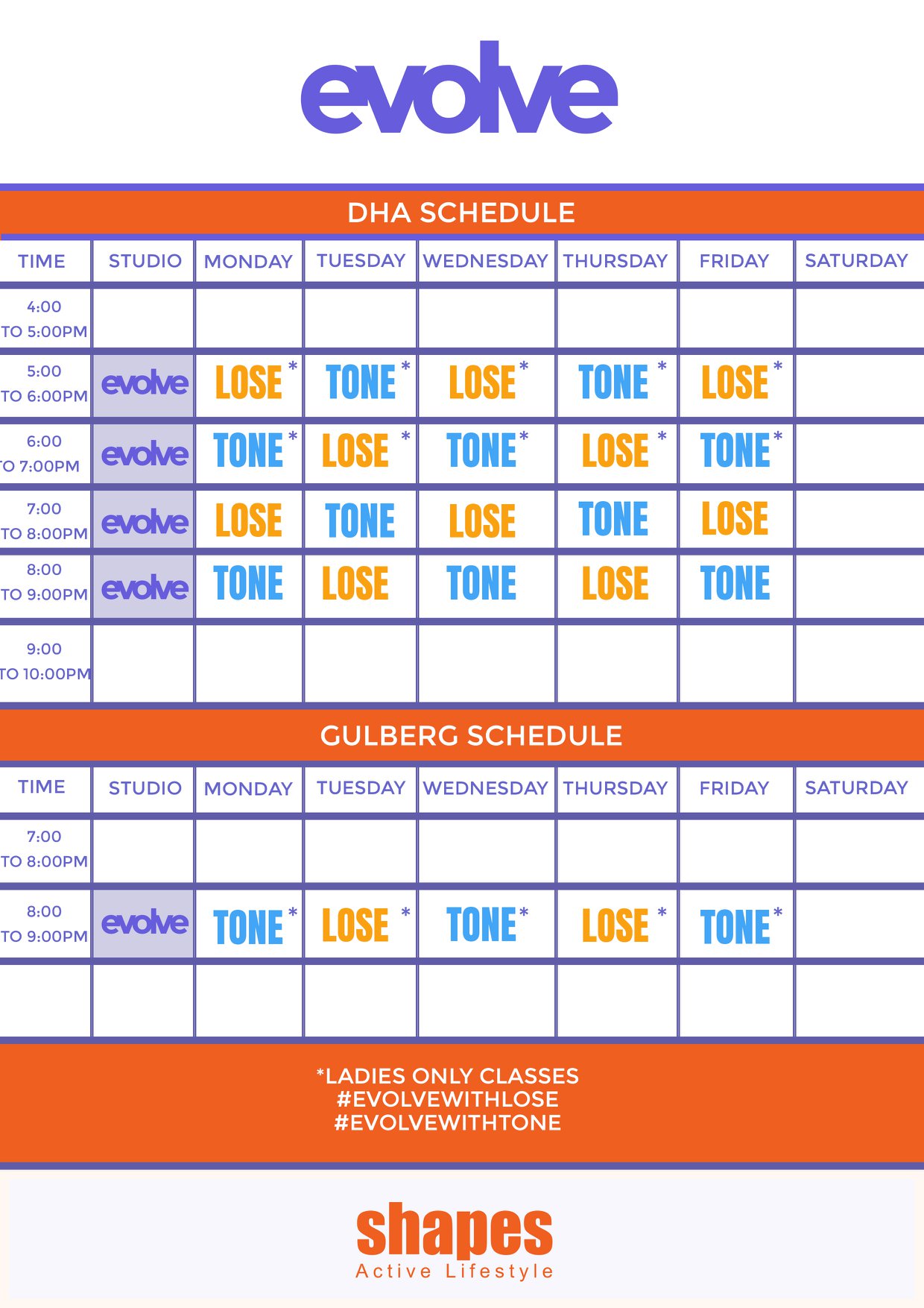 The much awaited schedule for... - Shapes Active LifeStyle | Facebook