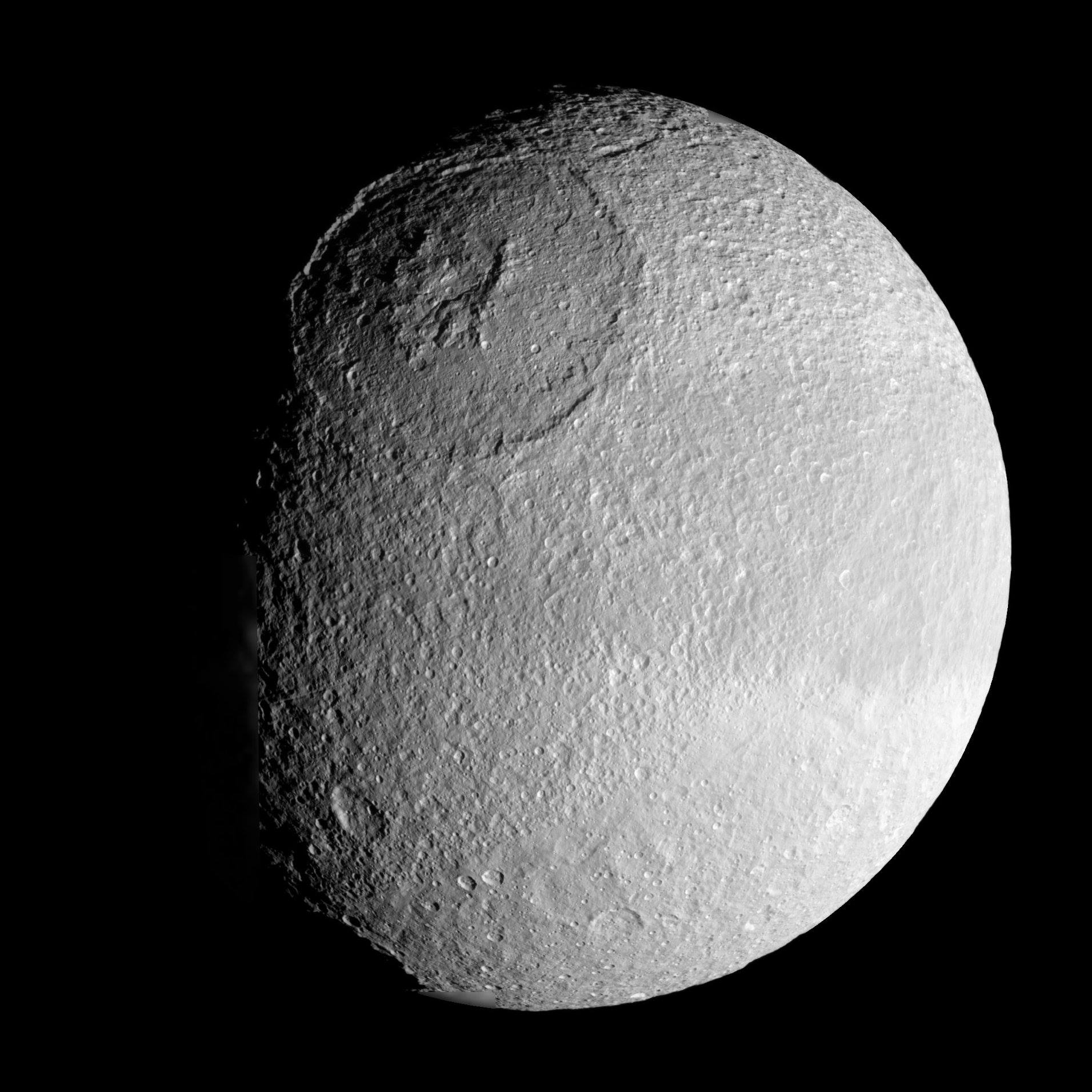 At around 660 miles in diameter, Tethys is the 5th largest natural