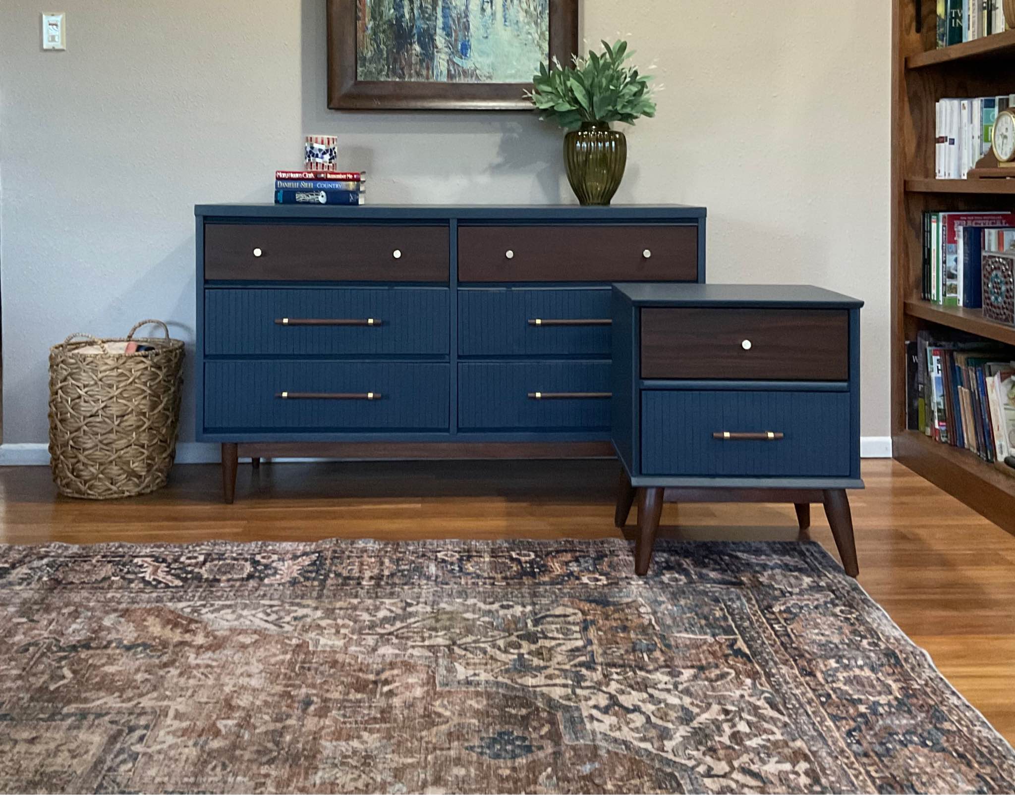 blue mid century modern dresser in midnight Of drawers Pretty Woman Blue and Dresses01 and beyond Color:Brown Woven
