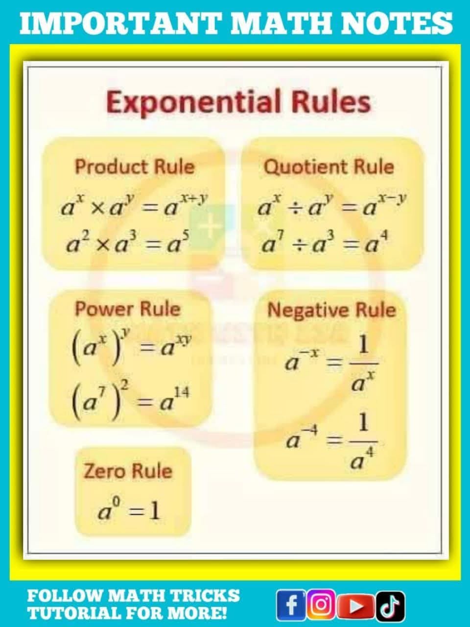 Math - Exponential Math Notes Rules | Facebook