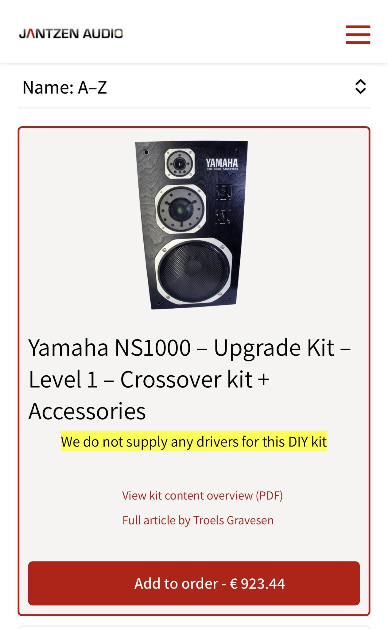 Yamaha NS1000M crossover upgrade kit feedback from Jantzen Audio