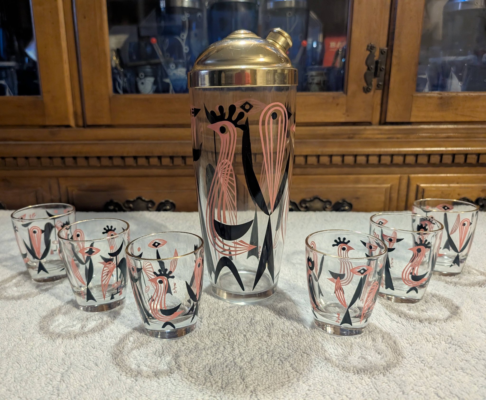 Hard to find dyball artist signed atomic bird cocktail shaker set