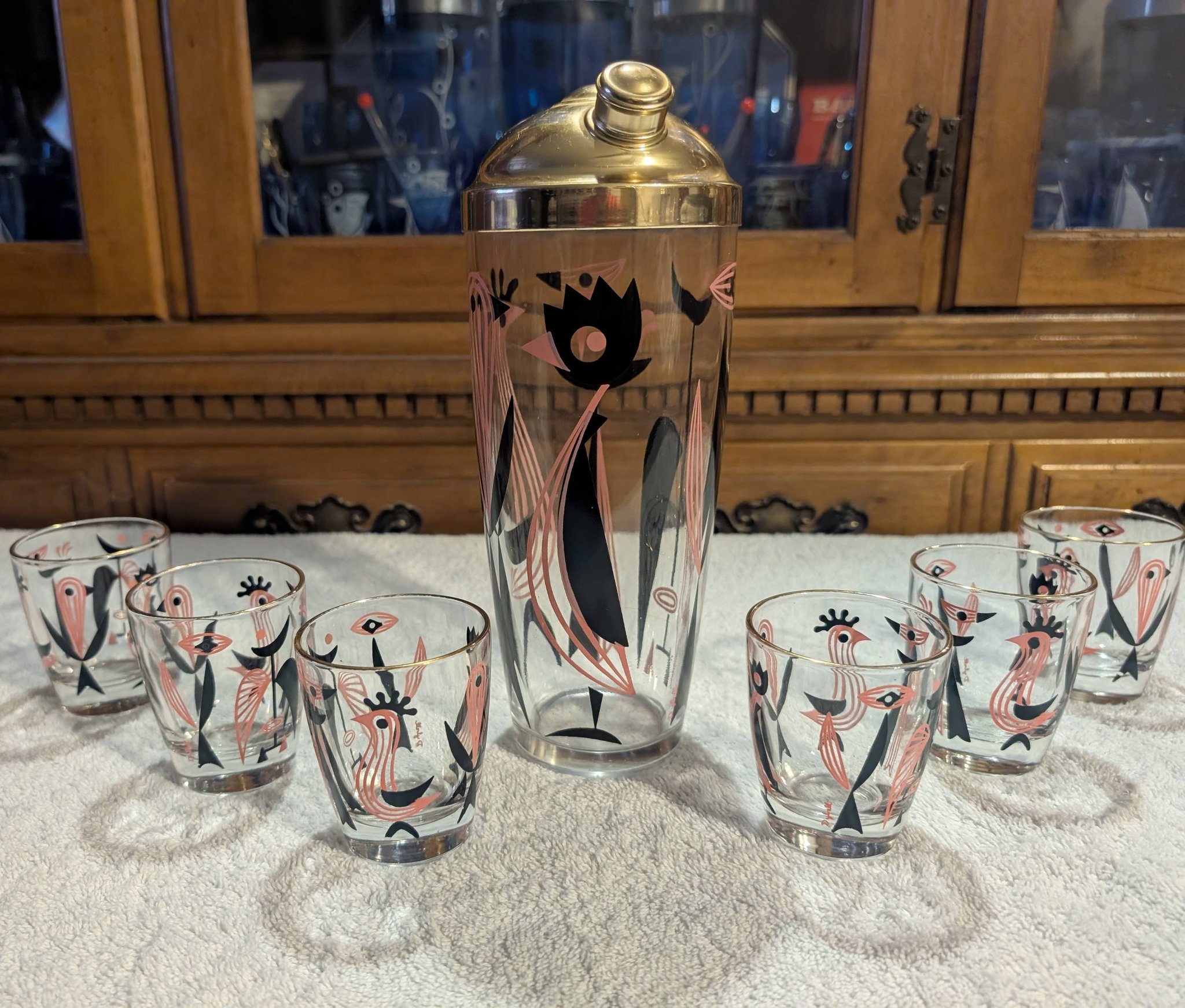 Hard to find dyball artist signed atomic bird cocktail shaker set