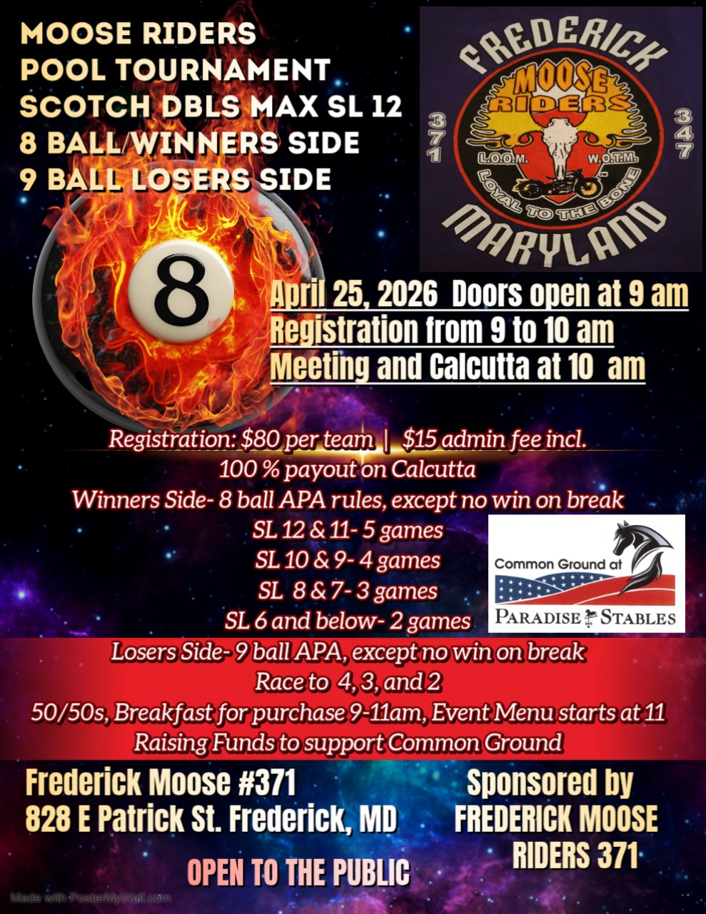 Frederick Moose Riders Pool Tournament