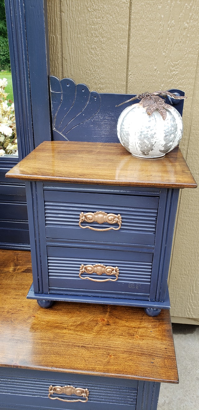 Refurbished gentleman's dresser in timeless blue