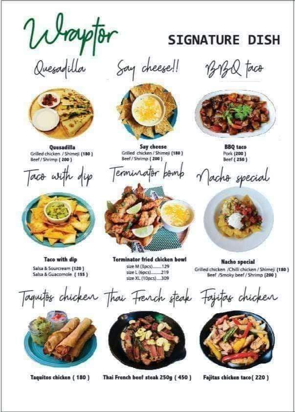 Wraptor - Our menu 😀 We are open Mon-Sun 11:00am.-... | Facebook