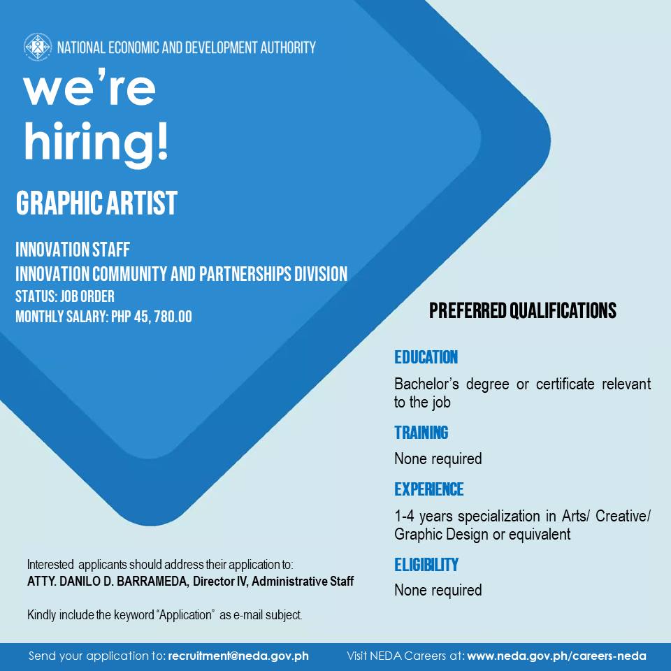 WE ARE HIRING! GRAPHIC ARTIST... - NEDA Recruitment