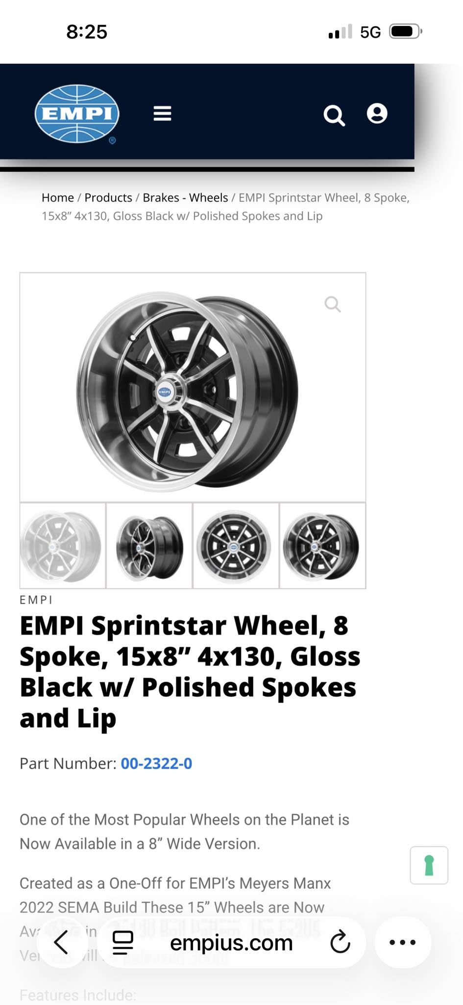 EMPI Sprintstar Wheel on cars with bigger lip