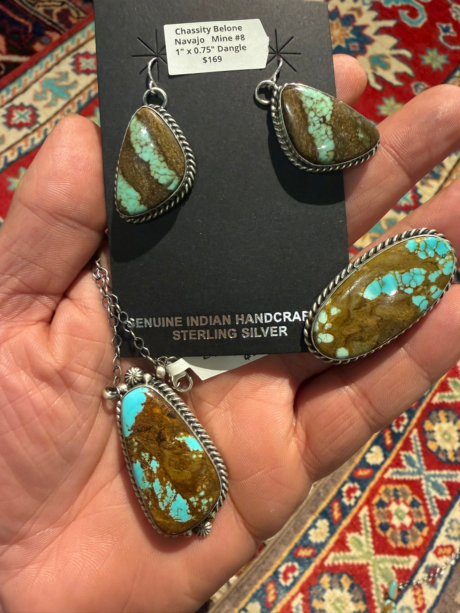 Navajo artist handmade jewelry set for sale display picture 1