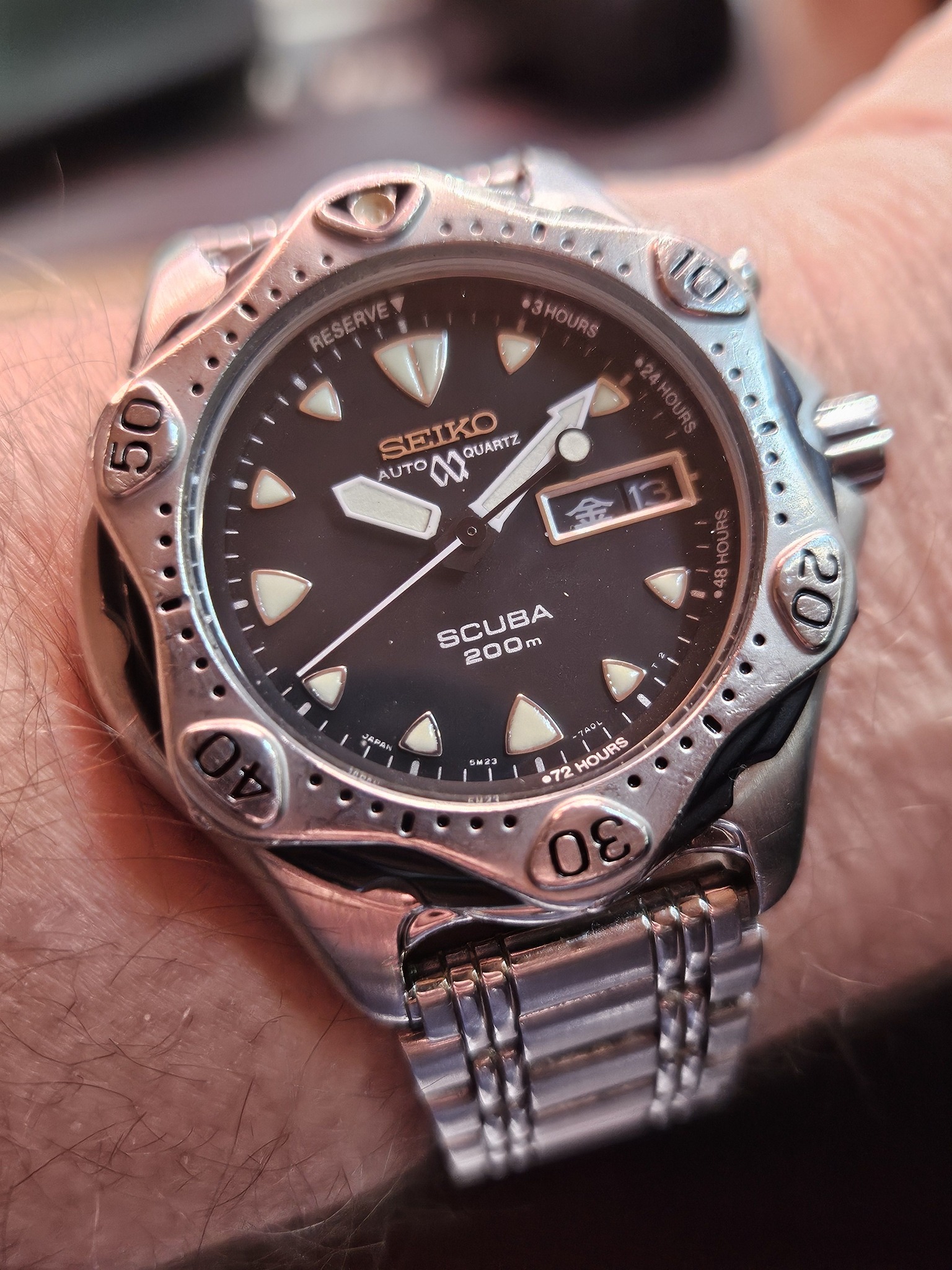 5M23-7A10 JDM March 1992 RESERVE 3HOURS 10 50 SEIKO QUARTZ AUTO 1 
