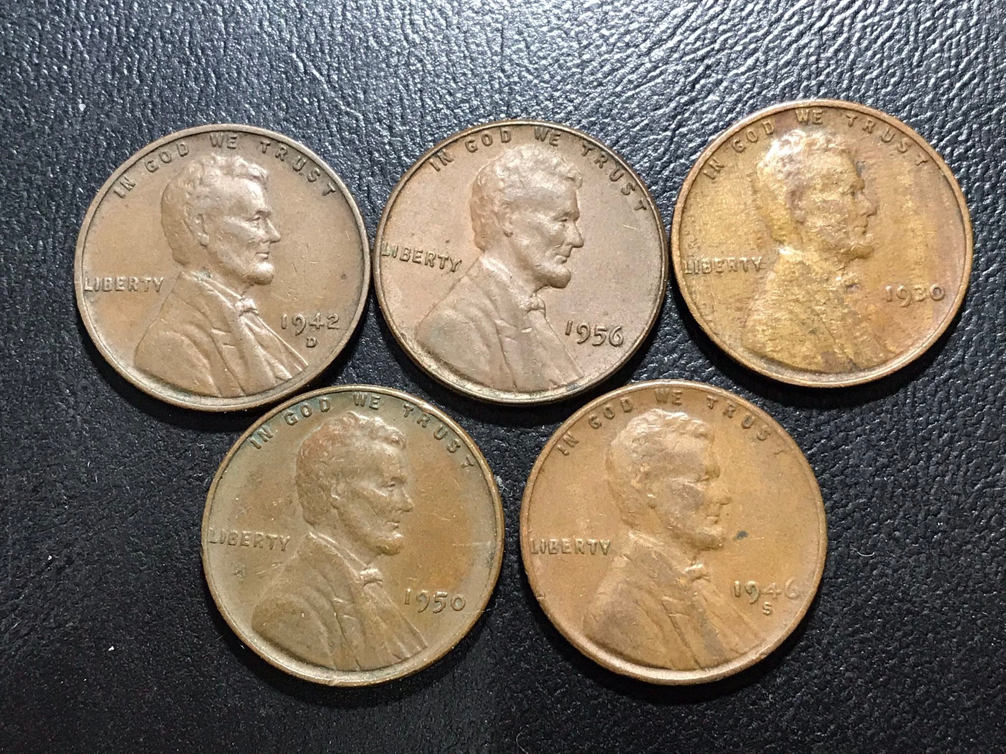 1943 P D S Lincoln Steel Wheat Penny Set BU - BRILLIANT UNCIRCULATED