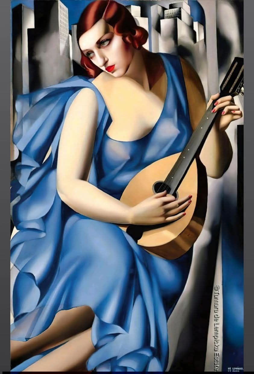 人物画　絵画　 「la chanteuse」 Tamara de Lempicka, The Musician (La Musicienne), 1929, Oil on