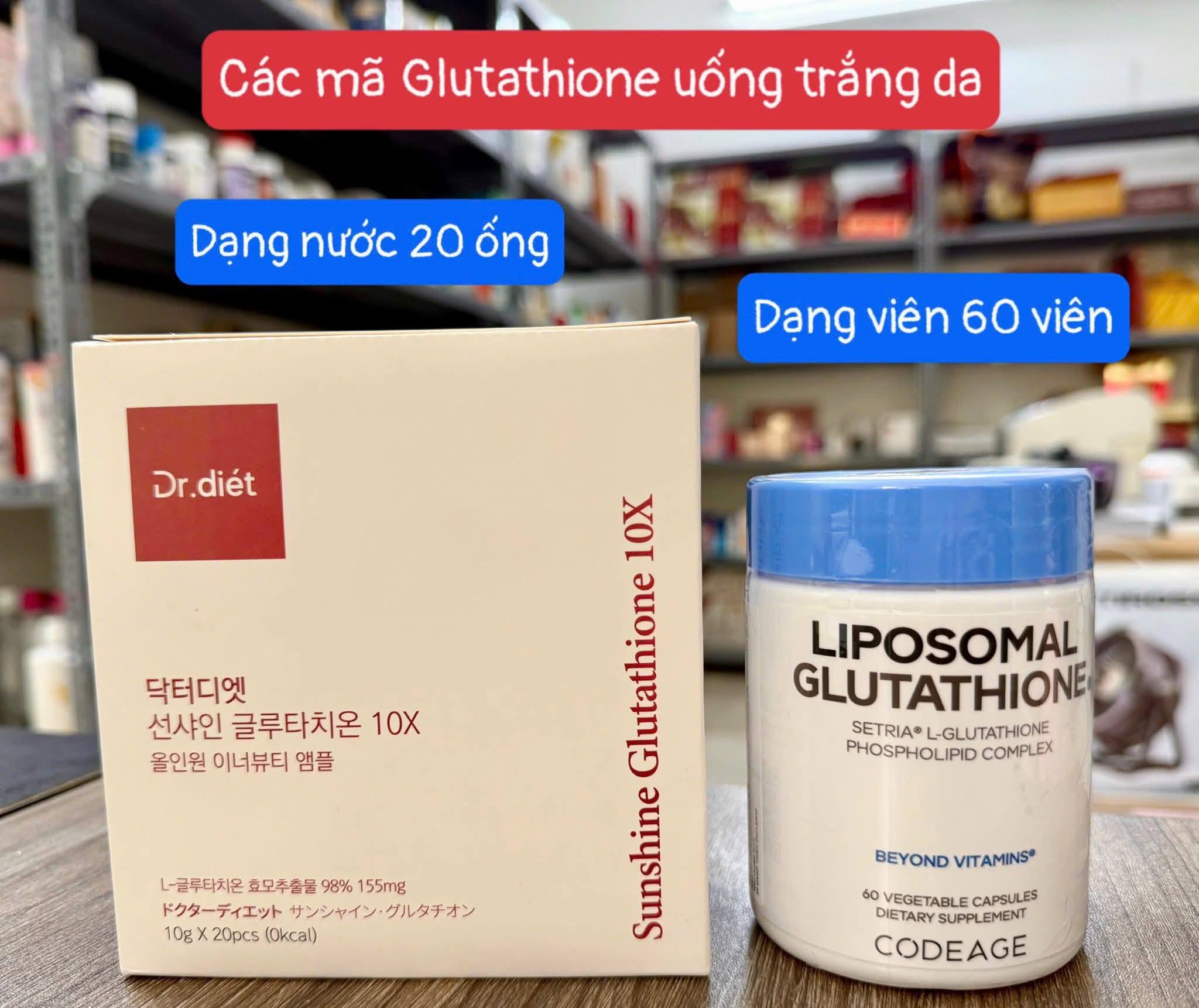✨ TOP GLUTATHIONE UỐNG TRẮNG DA – SÁNG KHỎE TỪ BÊN TRONG ✨ 💖 Muốn da sáng mịn – đều màu – giảm thâm nám? Đừng bỏ qua 2 dòng Glutathione cực