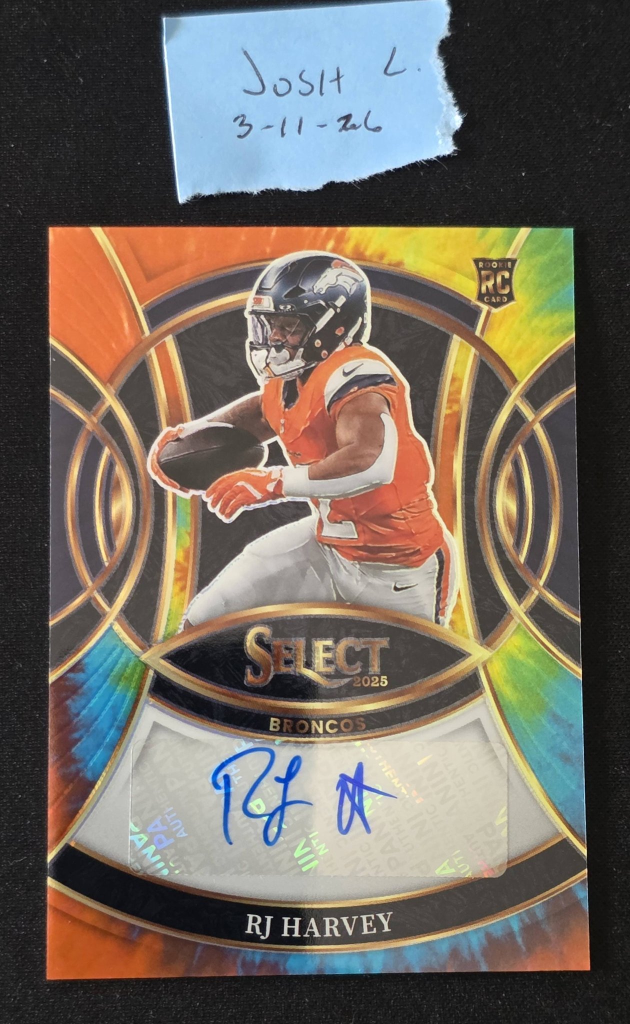 CLOSED AND RAN**** 2025 Panini Select R.J. HARVEY Tie-Dye AUTO /25 