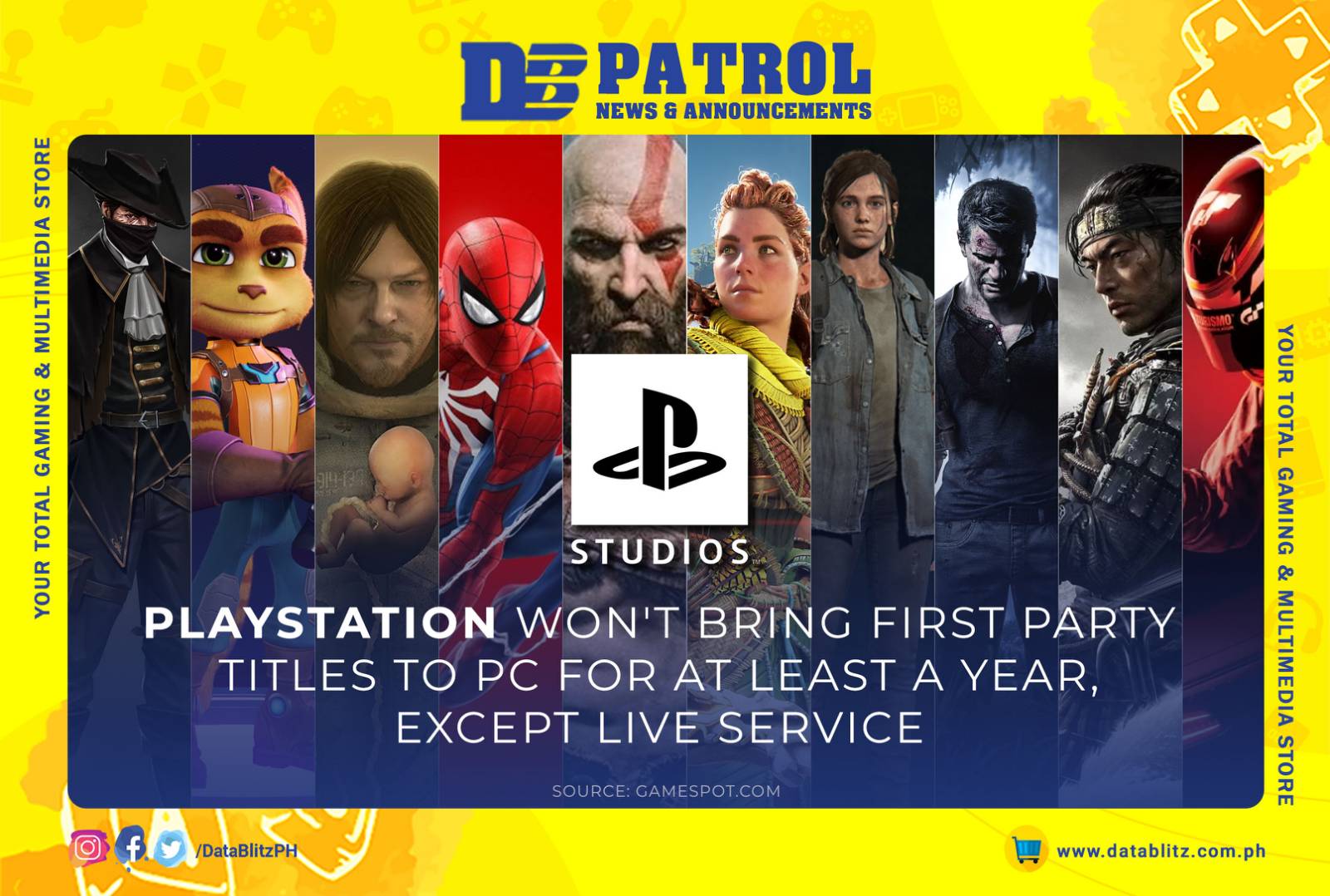 DataBlitz - The Head of PlayStation Studios revealed in a... | Facebook