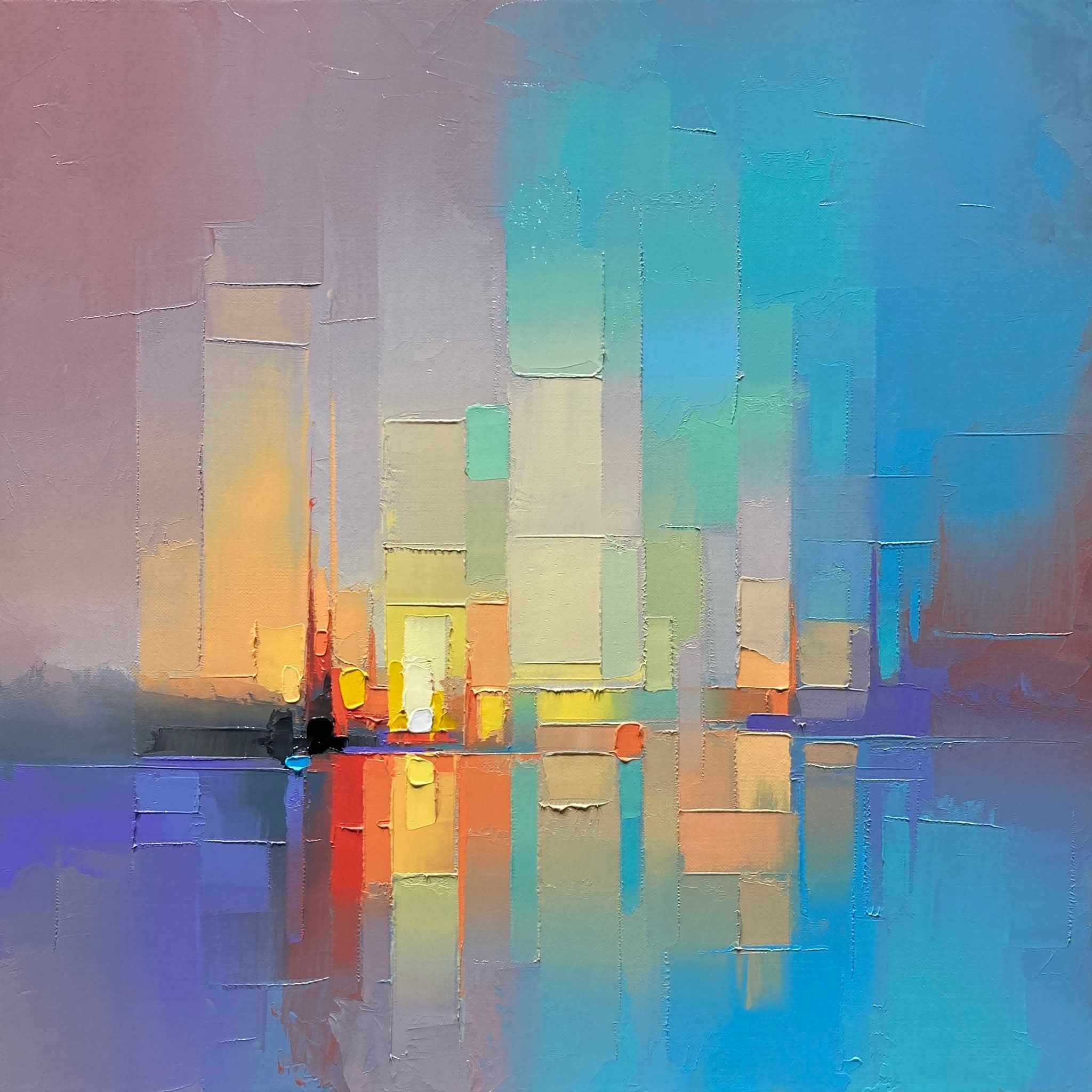 Jason Anderson's abstract cityscape 'Shard' oil painting