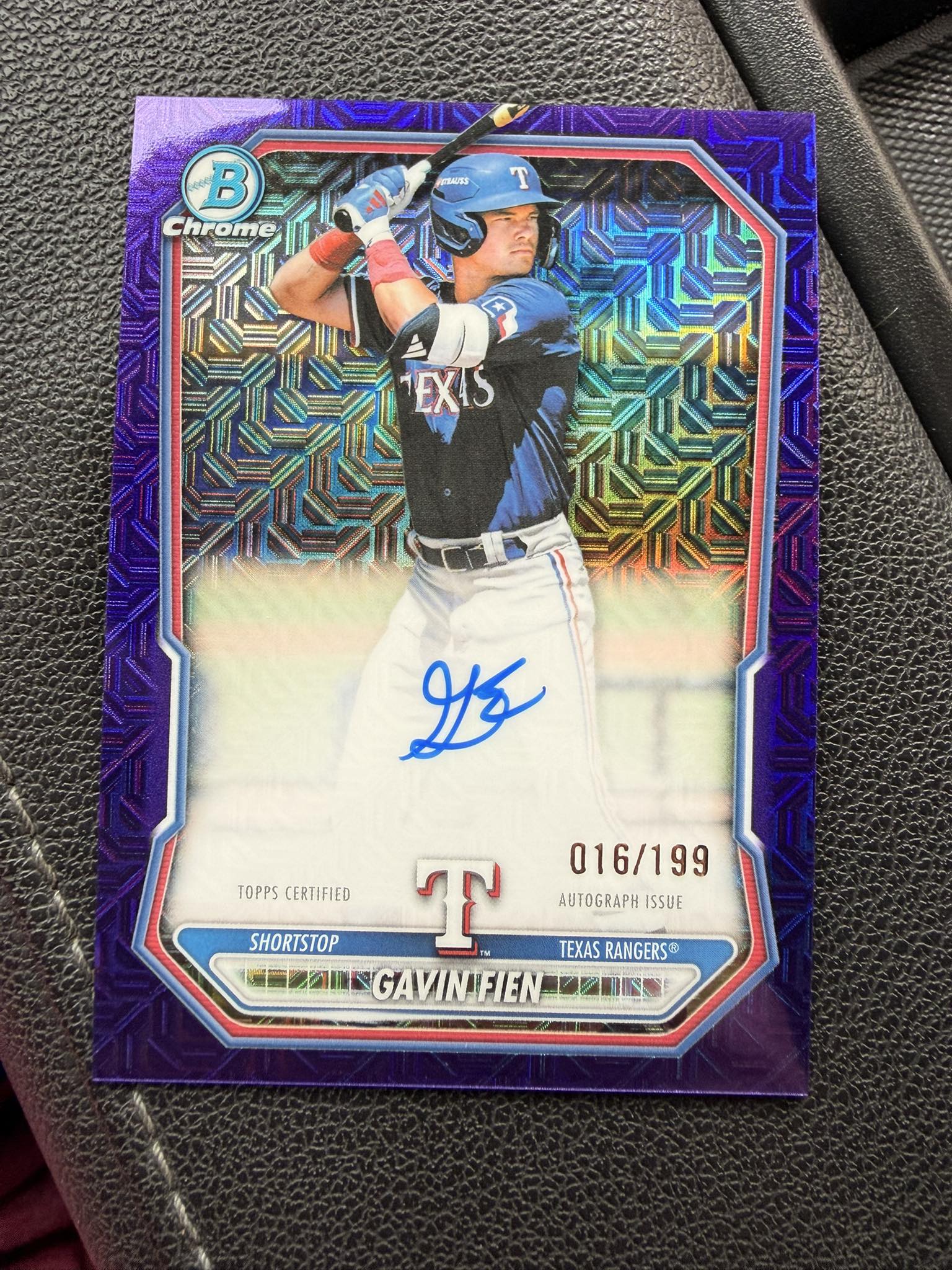 Gavin Fien autographed Bowman Chrome card pulled