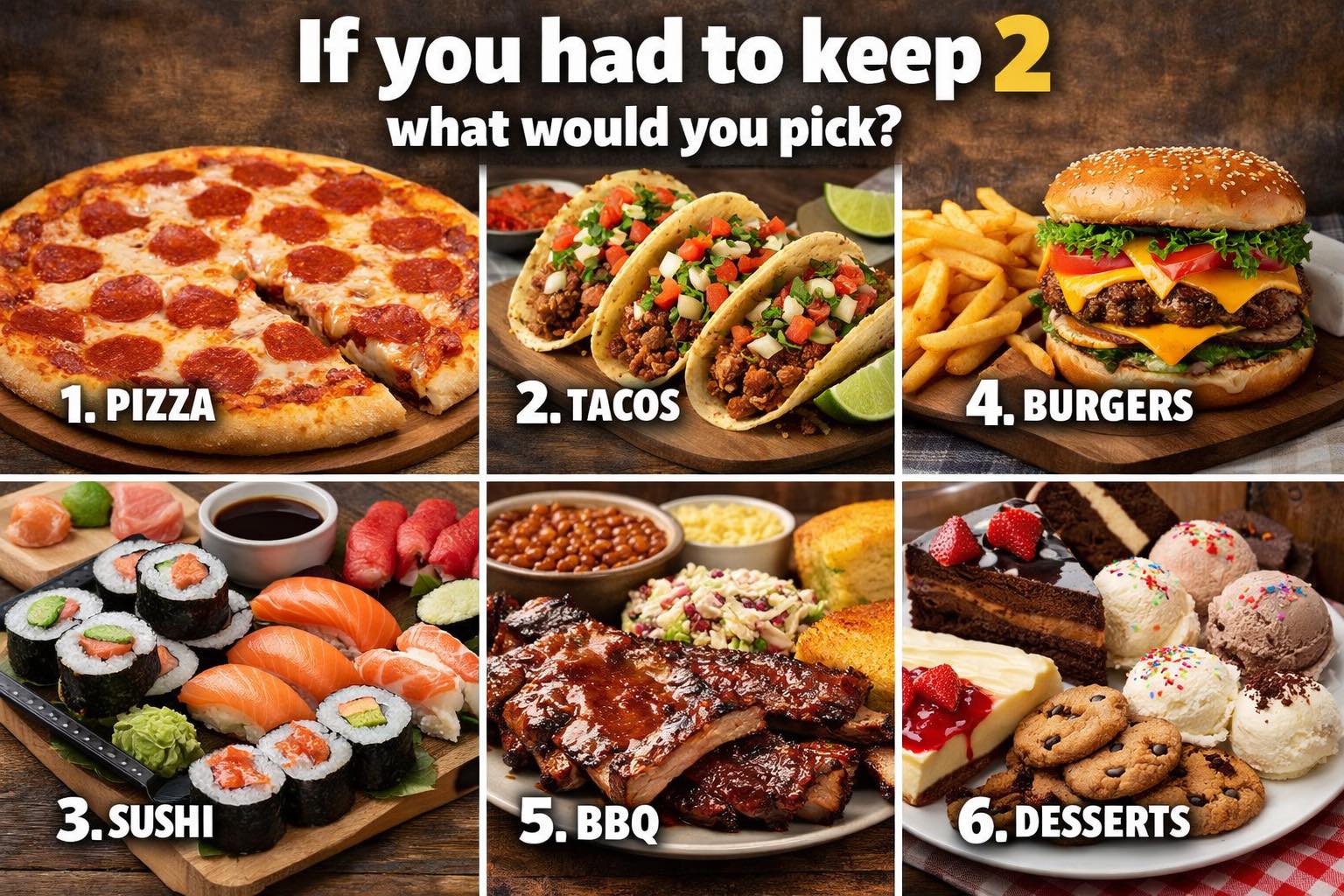 Sushi and bbq are preferred foods
