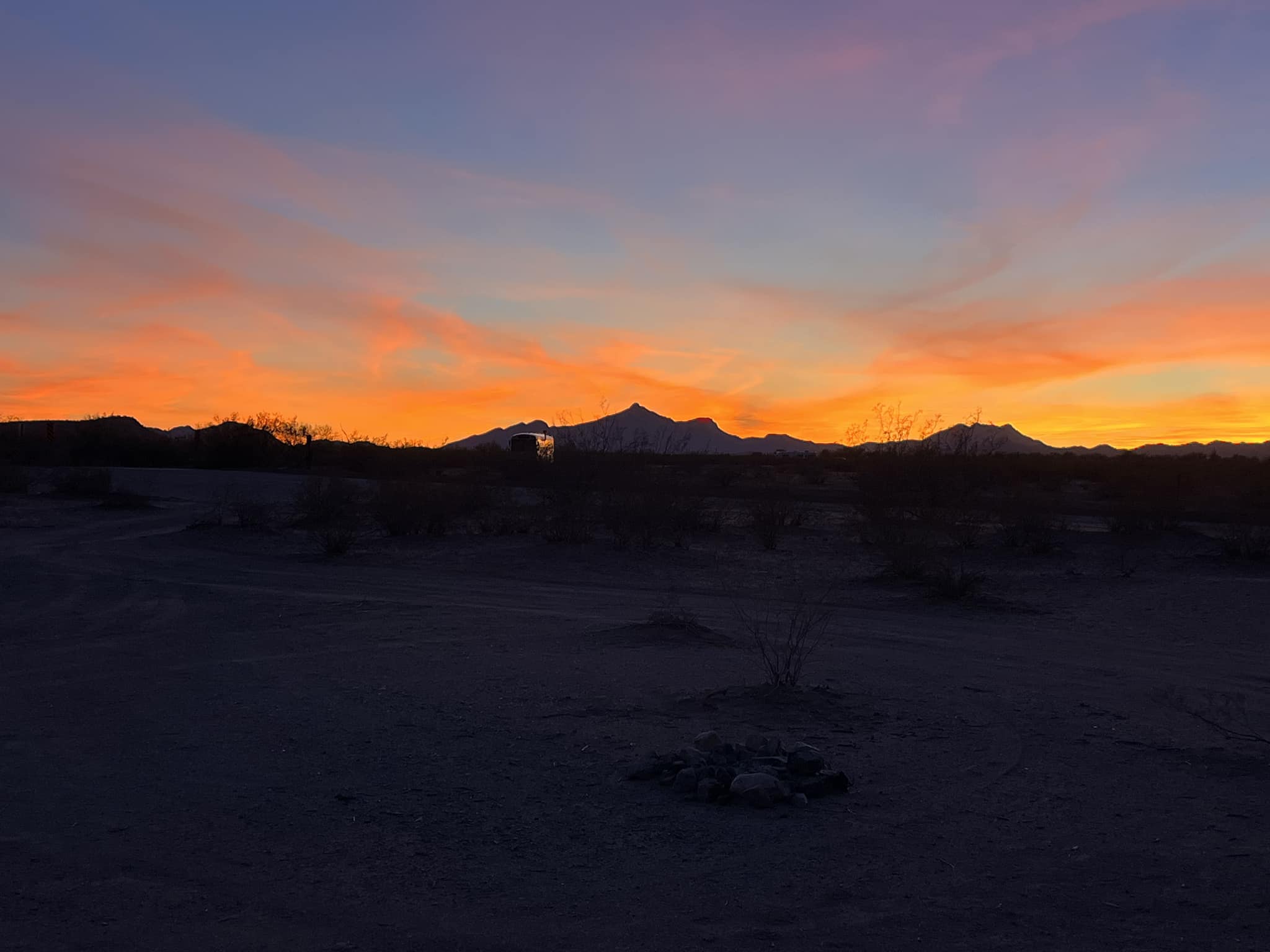 Spectacular sunset in Avra Valley, Arizona with rain showers