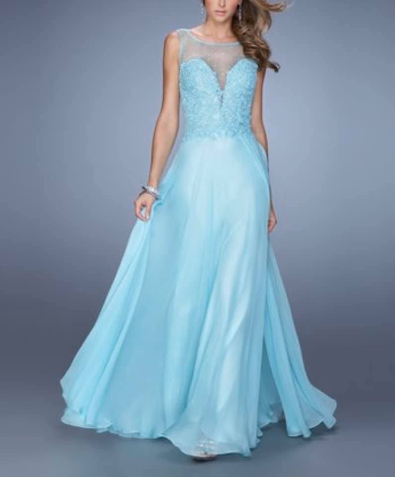 open lace back dress Long Glitter-Print Prom Dress with Lace-Up Back Sage / Medium