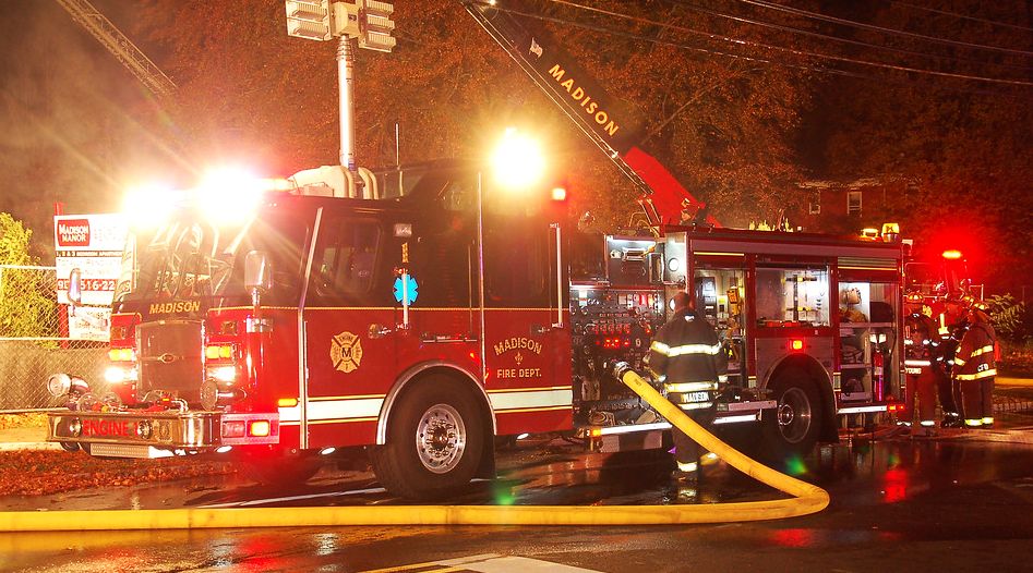 Fire Trucks in Action | Madison, N.J. Engine 1 - 2007 E-One on 11-5-13 ...