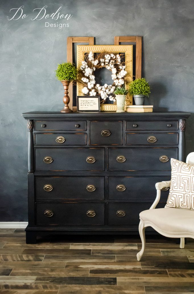 Do you like the distressed look that we gave this dresser? 🤩