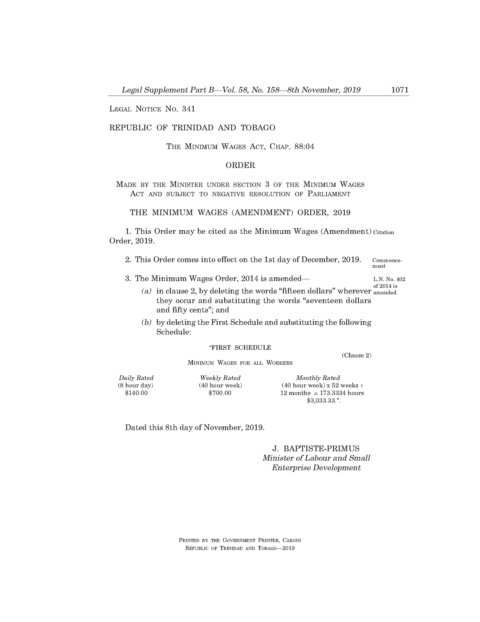 #PublicNotice - Legal Notice No. 341 of 2019 - The Minimum Wages ...