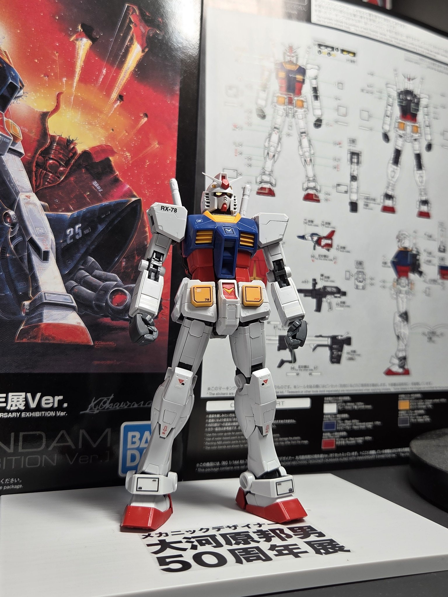 RG大河原邦男50周年版RX-78 既然是換色限定那就直做打磨湯口加貼紙而已 