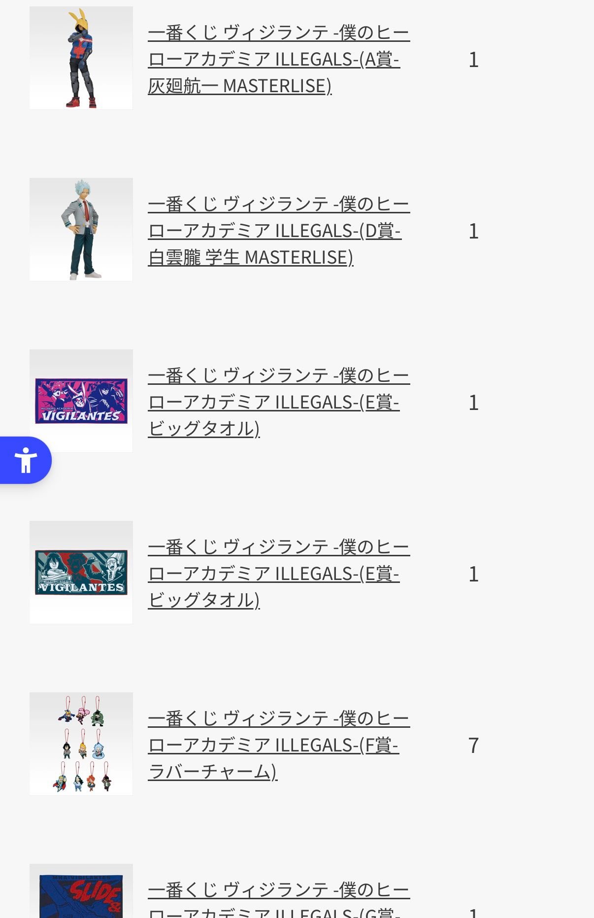 ??日本最新「正義使者-我的英雄學院之非法英雄」一番賞
