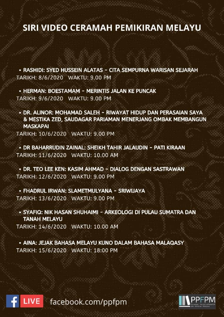 Persatuan Pendidikan Falsafah Dan Pemikiran Malaysia Siri Falsafah Pemikiran Melayu Bermula Esok Sehingga Minggu Hadapan Ayuh Ikut Rapat Program Ini Facebook
