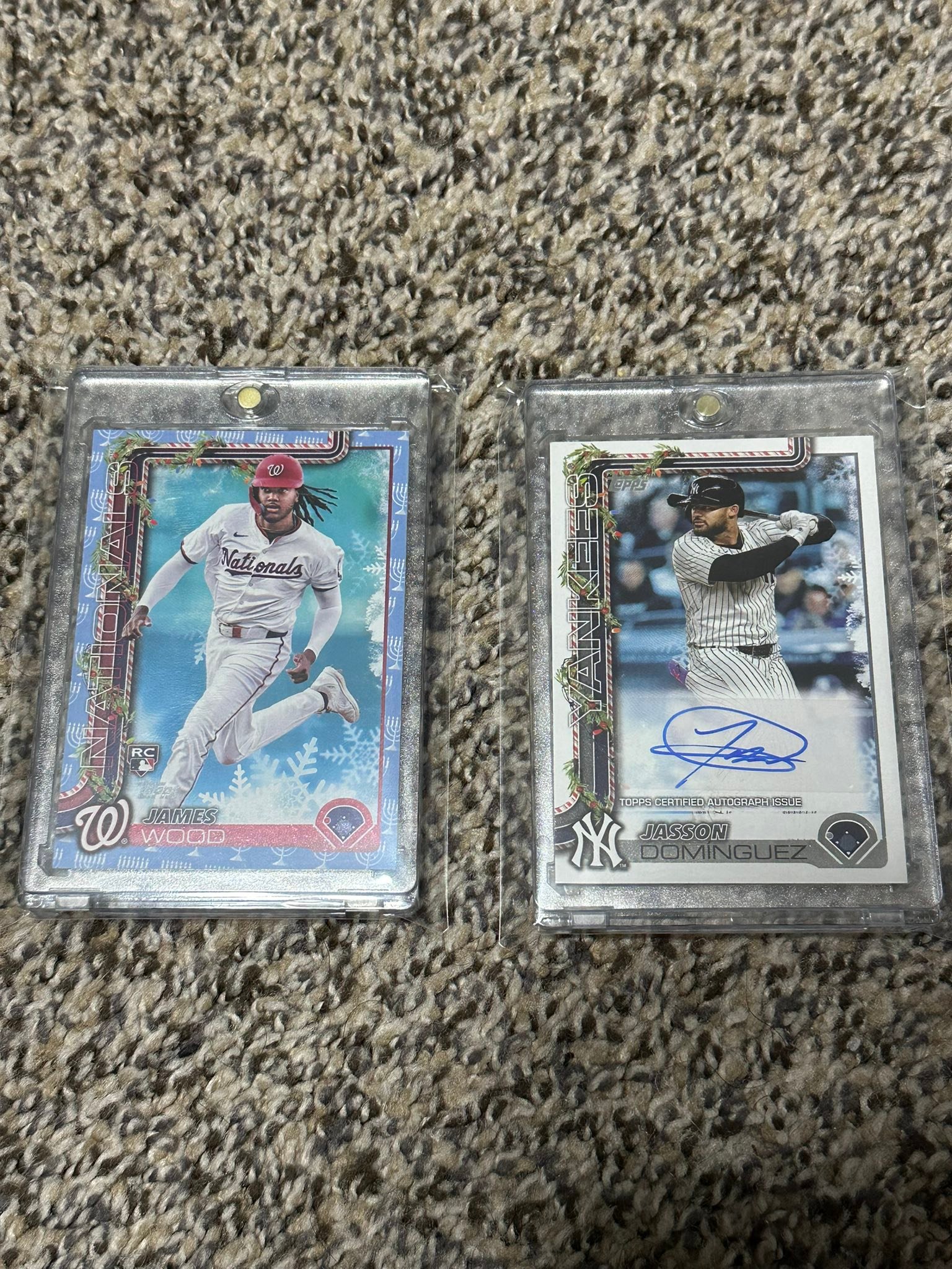 Bought 1 mega box of Topps holiday and pulled a James Wood rookie