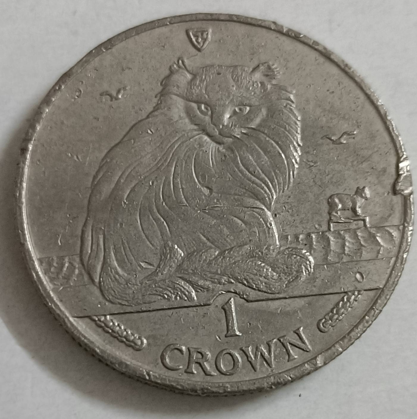 Isle of Man 1 crown coin with Manx cat