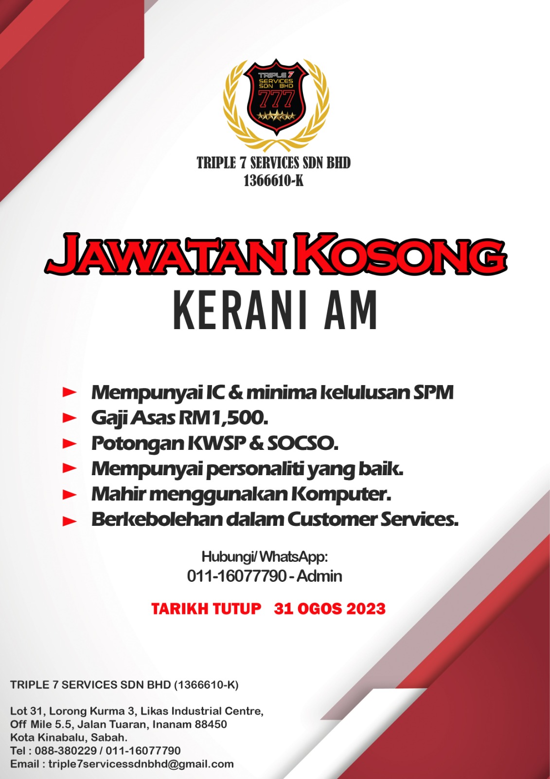 Triple 7 Services Sdn Bhd | Kota Kinabalu