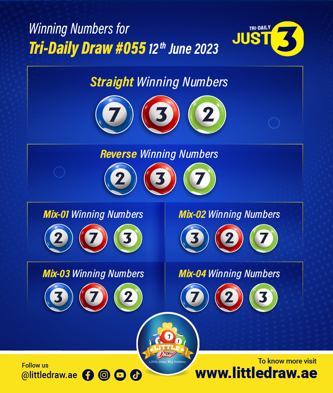 Little Draw - The winning numbers 🥳 of the Tri-daily Draw...