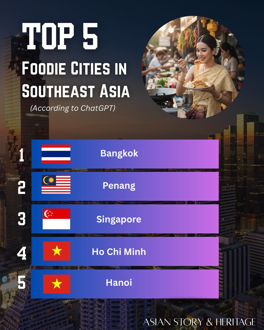 凯老师 - Top 5 Foodie Cities in Southeast Asia 🍜 From... | Facebook