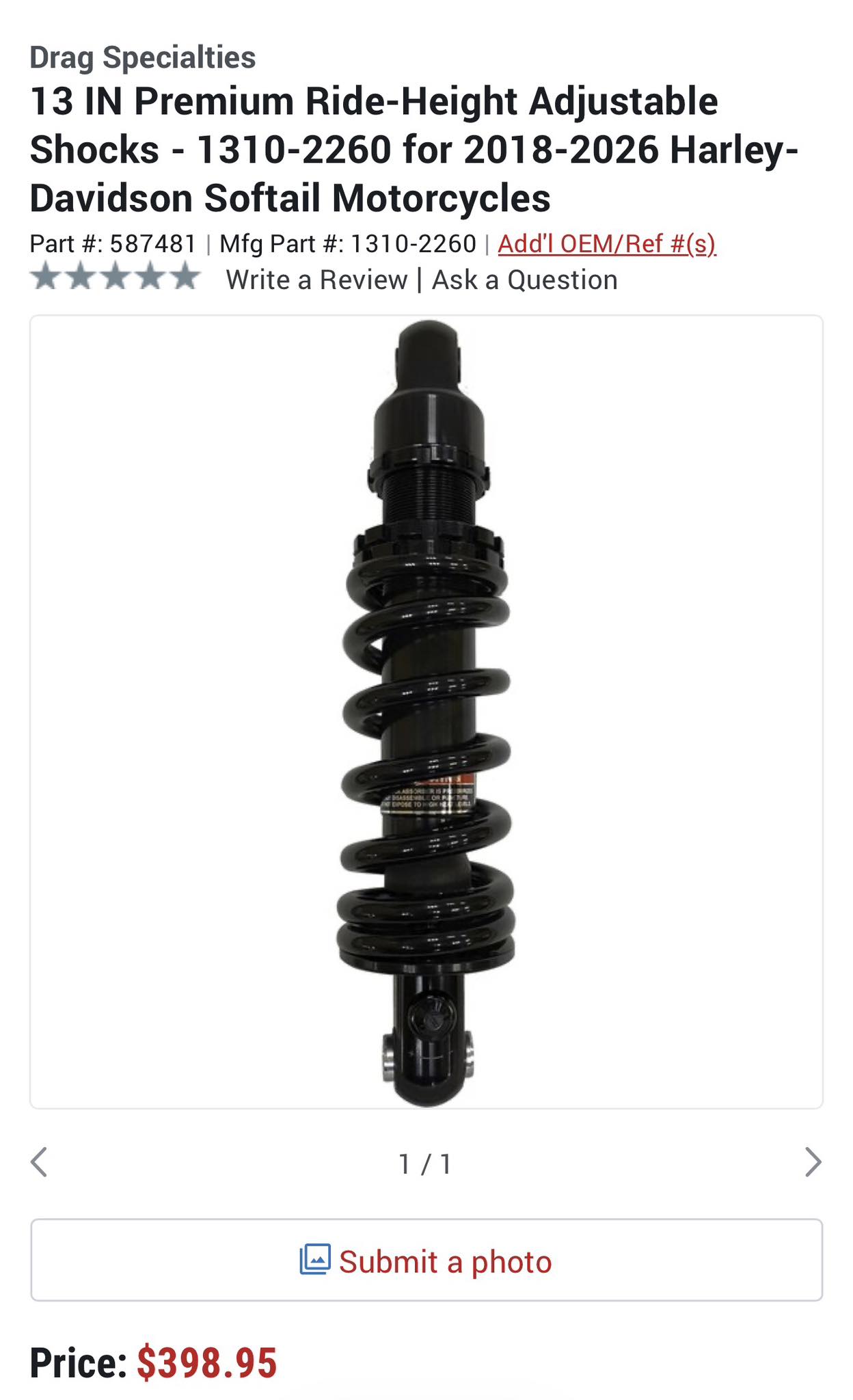 Drag specialties shock feedback for Harley Davidson Low Rider ST?