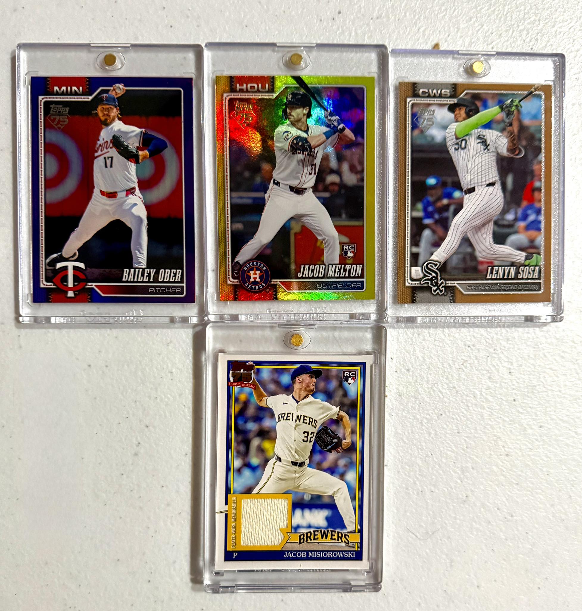 2026 Topps Series 1 baseball cards with player swatch