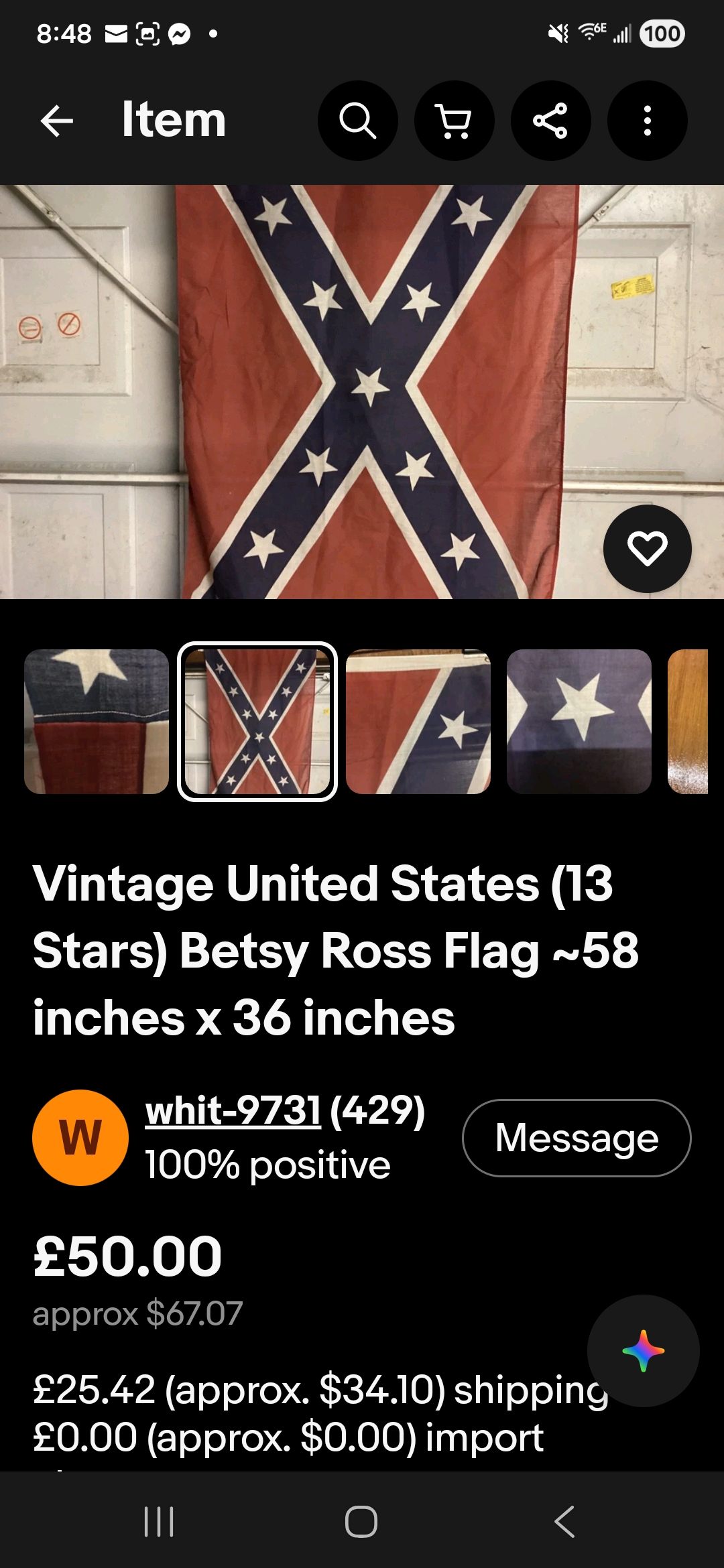 American flag history mistake on ebay