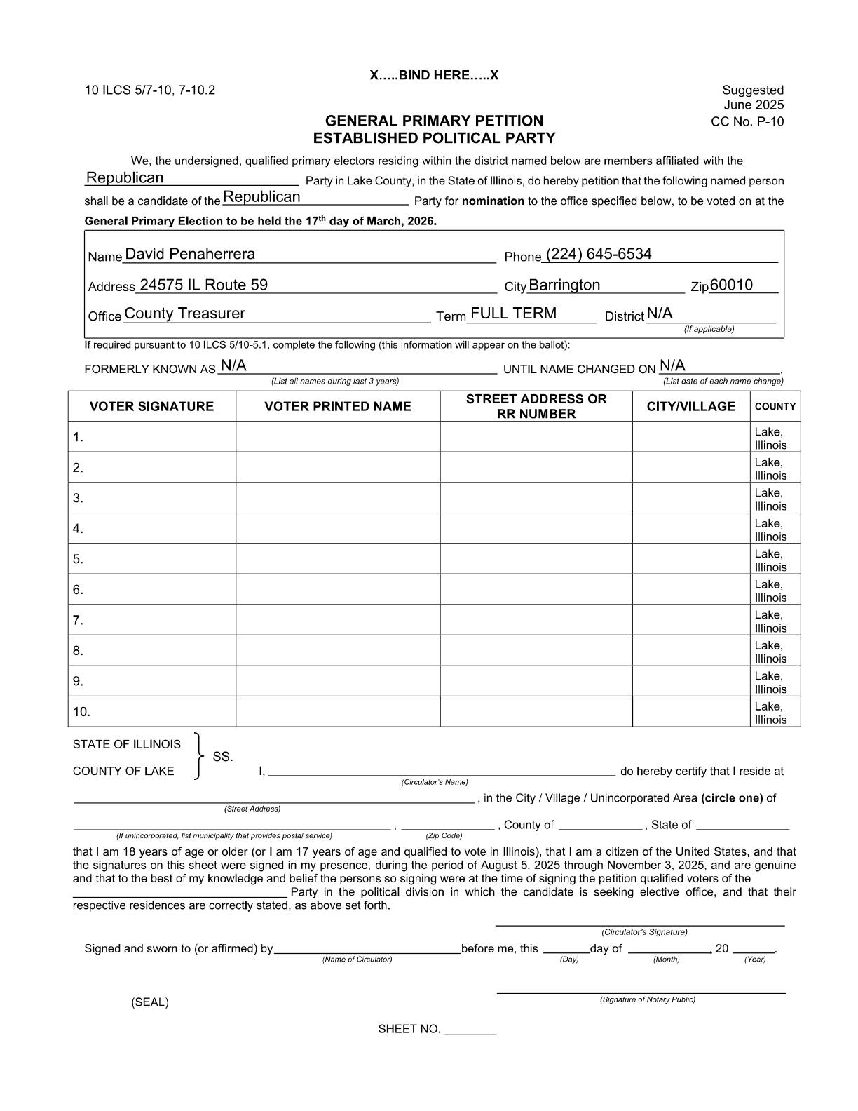 Lake County Illinois Republicans | **Lake County Treasurer Candidate ...
